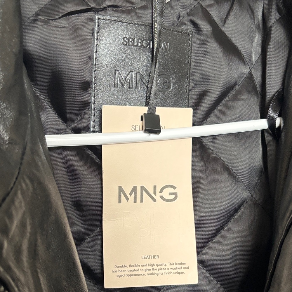 Mango Women's Sleek Black Leather Jacket, new with tags - Picture 5 of 7